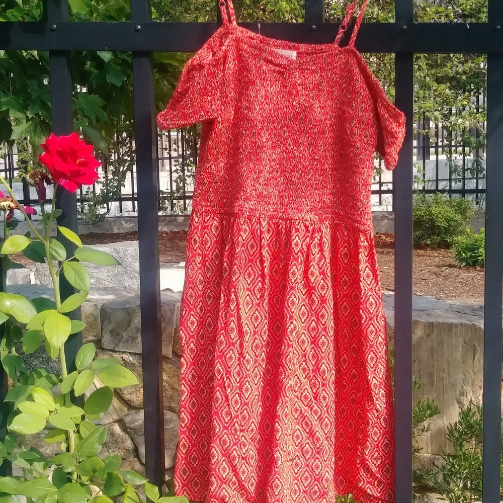 Band Of Gypsies Cold Shoulder smocked Bodice dress